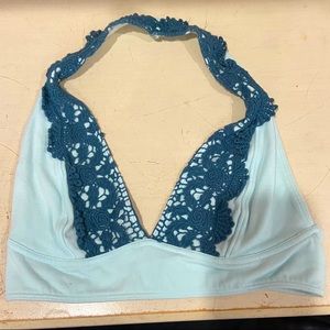 Urban Outfitters Crochet Blue Halter Bralette